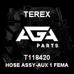 T118420 Terex HOSE ASSY-AUX 1 FEMALE -B.PLATE TO VALVE | AGA Parts