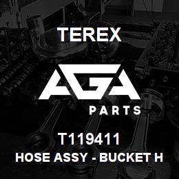 T119411 Terex HOSE ASSY - BUCKET HEAD END - B.PLATE TO VALVE | AGA Parts