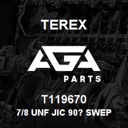T119670 Terex 7/8 UNF JIC 90? SWEPT BULKHEAD UNION | AGA Parts