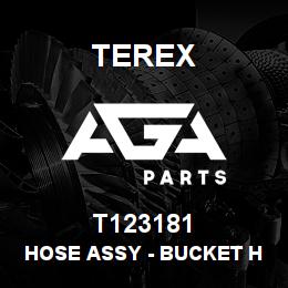 T123181 Terex HOSE ASSY - BUCKET HE (VALVE TO JOINT) | AGA Parts