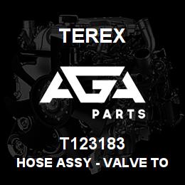 T123183 Terex HOSE ASSY - VALVE TO SWING EXTENDER. HE | AGA Parts
