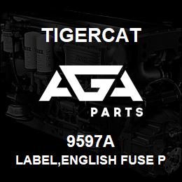 9597A Tigercat LABEL,ENGLISH FUSE PANEL | AGA Parts