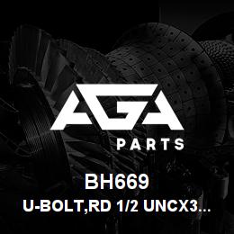 BH669 Tigercat U-BOLT,RD 1/2 UNCX3 1/2ID X 5 LG ZN | AGA Parts