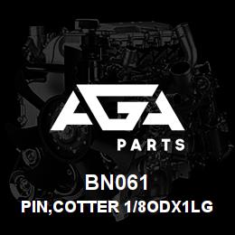 BN061 Tigercat PIN,COTTER 1/8ODX1LG | AGA Parts