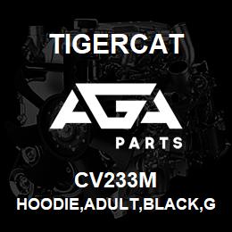CV233M Tigercat HOODIE,ADULT,BLACK,GREY EMB LOGO,LARGE | AGA Parts