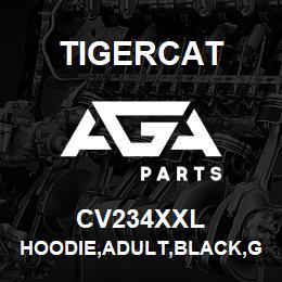CV234XXL Tigercat HOODIE,ADULT,BLACK,GREY EMB LOGO,EXTRA L | AGA Parts