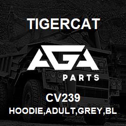 CV239 Tigercat HOODIE,ADULT,GREY,BLACK EMB LOGO,XXL | AGA Parts
