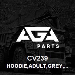 CV239 Tigercat HOODIE,ADULT,GREY,BLACK EMB LOGO,XXL | AGA Parts