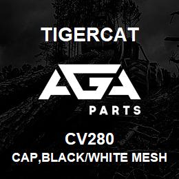 CV280 Tigercat CAP,BLACK/WHITE MESH BACK | AGA Parts