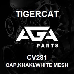 CV281 Tigercat CAP,KHAKI/WHITE MESH BACK | AGA Parts
