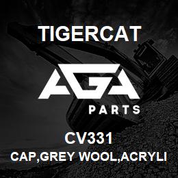 CV331 Tigercat CAP,GREY WOOL,ACRYLIC,W BLACK 3D LOGO | AGA Parts