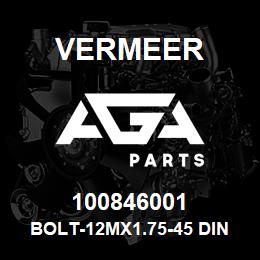 100846001 Vermeer BOLT-12MX1.75-45 DIN933 GR.8.8 | AGA Parts