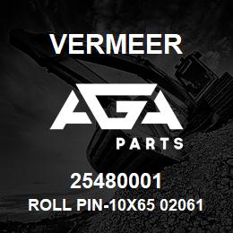 25480001 Vermeer ROLL PIN-10X65 020614 | AGA Parts