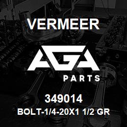 349014 Vermeer BOLT-1/4-20X1 1/2 GR.2 HEXHEAD ZP | AGA Parts
