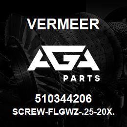 510344206 Vermeer SCREW-FLGWZ-.25-20X.75-GR2-YZ | AGA Parts
