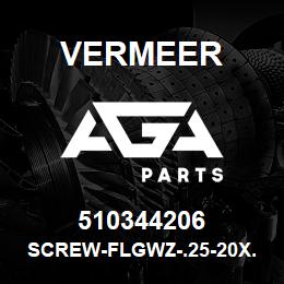 510344206 Vermeer SCREW-FLGWZ-.25-20X.75-GR2-YZ | AGA Parts