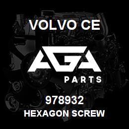 978932 Volvo CE HEXAGON SCREW | AGA Parts