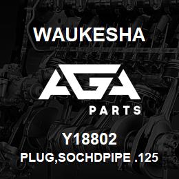 Y18802 Waukesha PLUG,SOCHDPIPE .125 NPT | AGA Parts