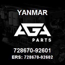 728670-92601 Yanmar Ers: 728670-92602 | AGA Parts