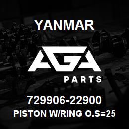 729906-22900 Yanmar PISTON W/RING O.S=25 | AGA Parts