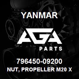 796450-09200 Yanmar NUT, PROPELLER M20 x P.2 | AGA Parts