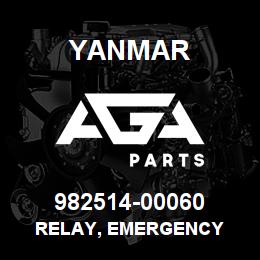 982514-00060 Yanmar RELAY, EMERGENCY | AGA Parts
