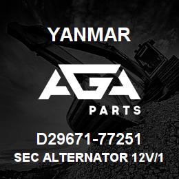 D29671-77251 Yanmar Sec alternator 12V/130A 4JH4-(H)TE | AGA Parts