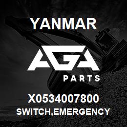 X0534007800 Yanmar SWITCH,EMERGENCY | AGA Parts