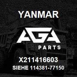 X211416603 Yanmar siehe 114381-77150 | AGA Parts