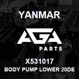 X531017 Yanmar body pump lower 20DE | AGA Parts