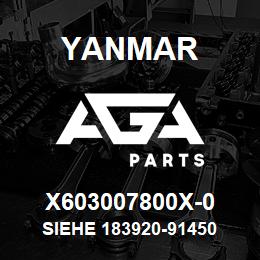 X603007800X-0 Yanmar siehe 183920-91450 | AGA Parts