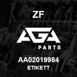 AA02019984 ZF ETIKETT | AGA Parts