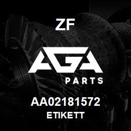 AA02181572 ZF ETIKETT | AGA Parts