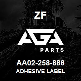 AA02-258-886 ZF ADHESIVE LABEL | AGA Parts