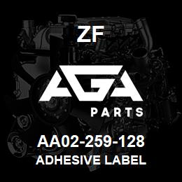 AA02-259-128 ZF ADHESIVE LABEL | AGA Parts
