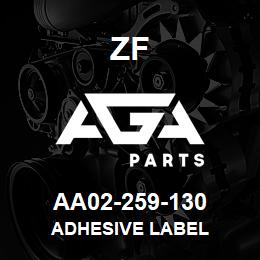 AA02-259-130 ZF ADHESIVE LABEL | AGA Parts