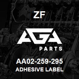AA02-259-295 ZF ADHESIVE LABEL | AGA Parts