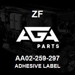 AA02-259-297 ZF ADHESIVE LABEL | AGA Parts