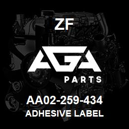 AA02-259-434 ZF ADHESIVE LABEL | AGA Parts