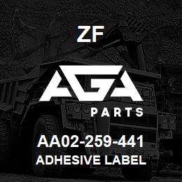 AA02-259-441 ZF ADHESIVE LABEL | AGA Parts