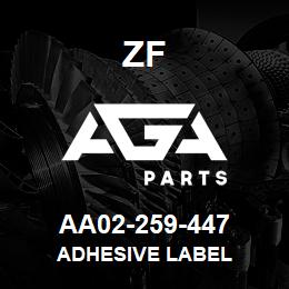 AA02-259-447 ZF ADHESIVE LABEL | AGA Parts