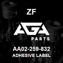 AA02-259-832 ZF ADHESIVE LABEL | AGA Parts